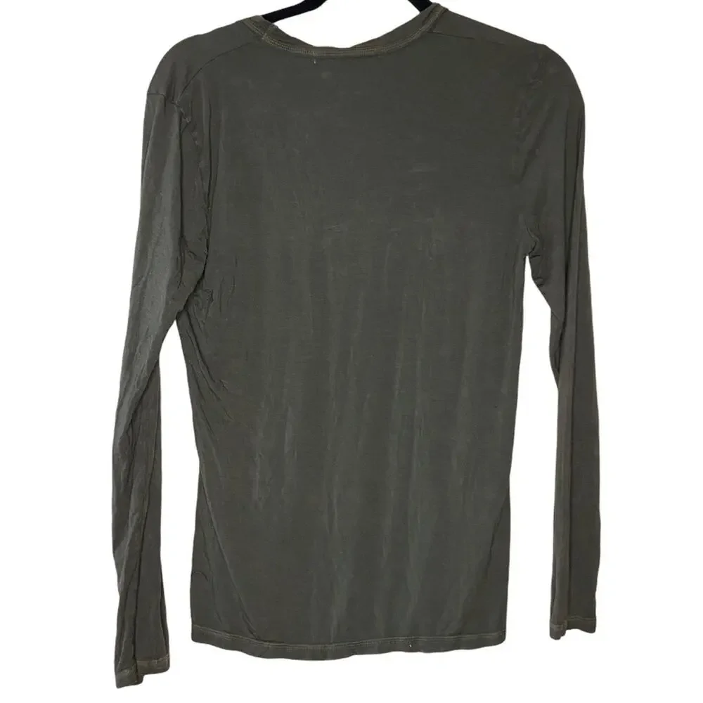Project Social T Dark Green Meg Washed Long Sleeve Women's Size Small